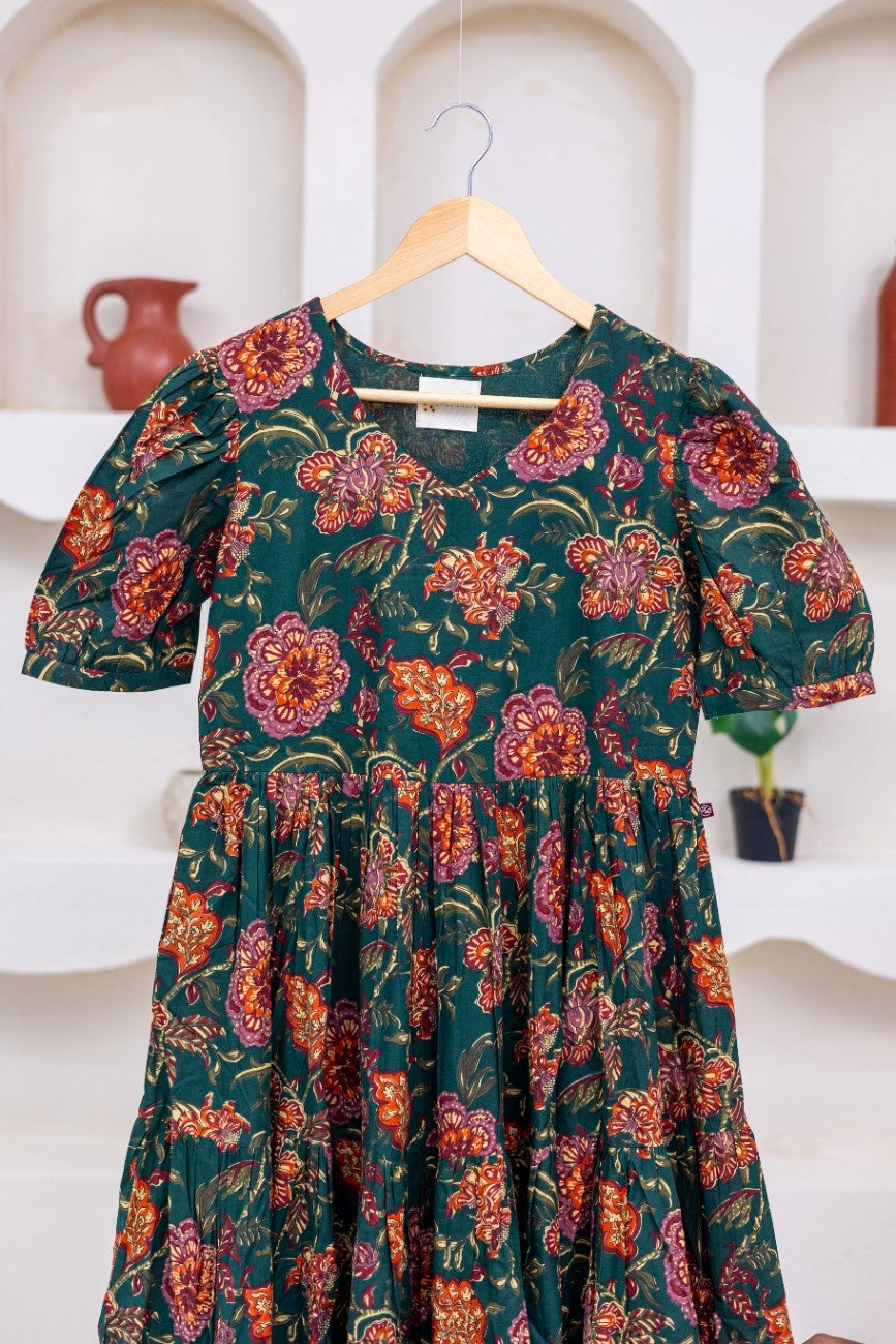 DEEP GREEN FLORAL DRESS