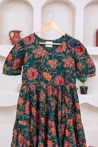 DEEP GREEN FLORAL DRESS