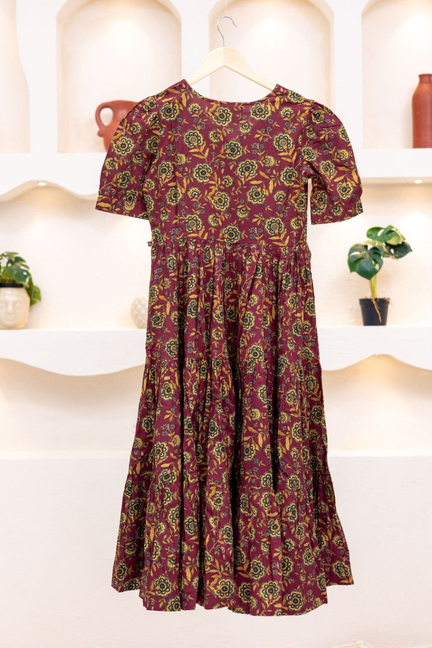 MAROON FLORAL DRESS