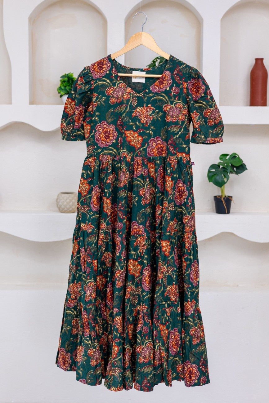 DEEP GREEN FLORAL DRESS