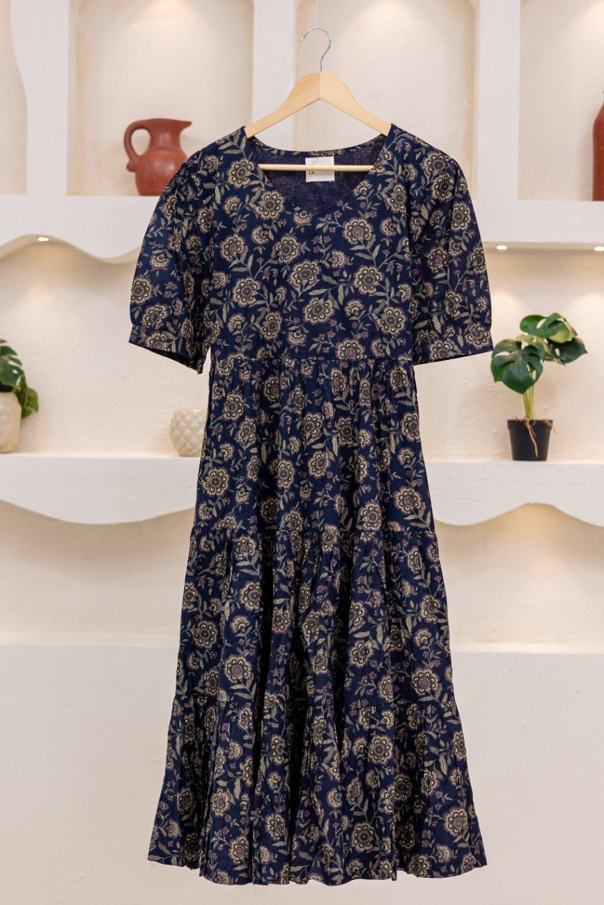 DEEP BLU FLORAL DRESS
