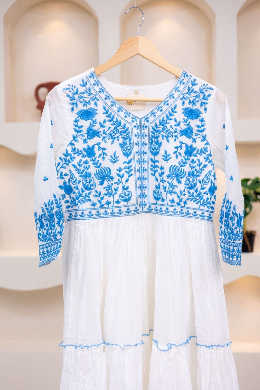 FLORAL BLU MUL COTTON DRESS
