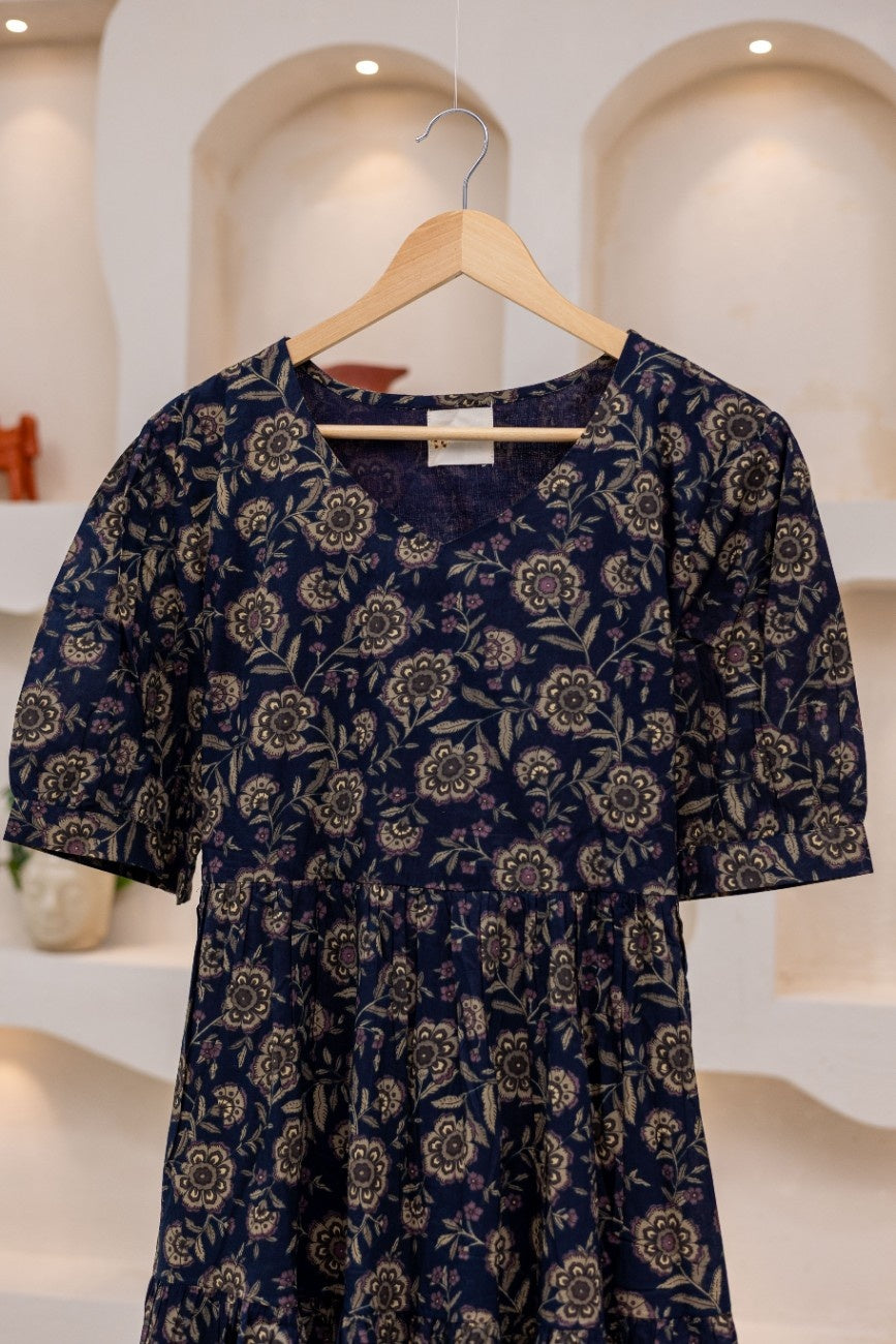 DEEP BLU FLORAL DRESS