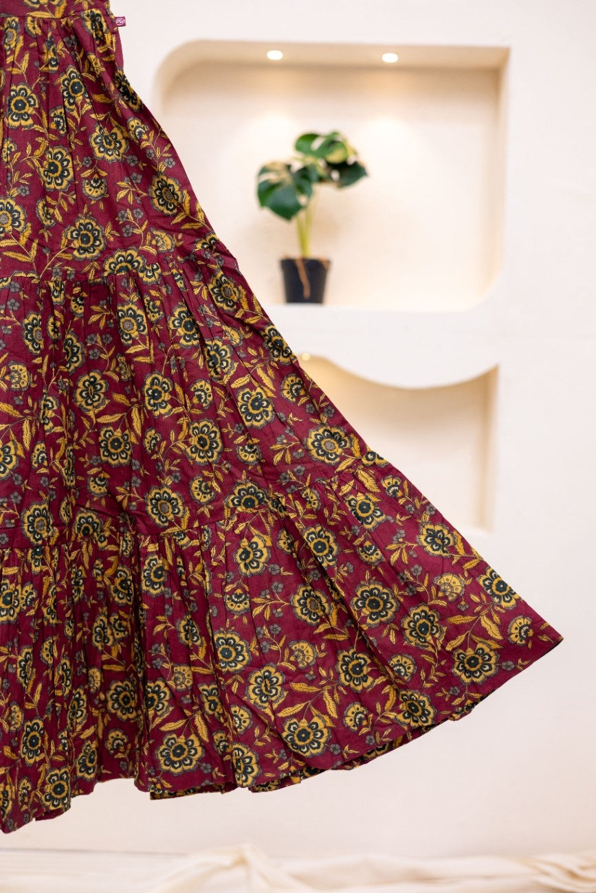 MAROON FLORAL DRESS