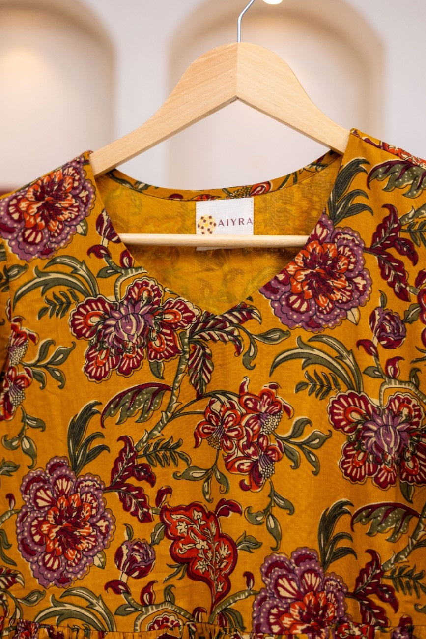 MUSTARD FLORAL DRESS