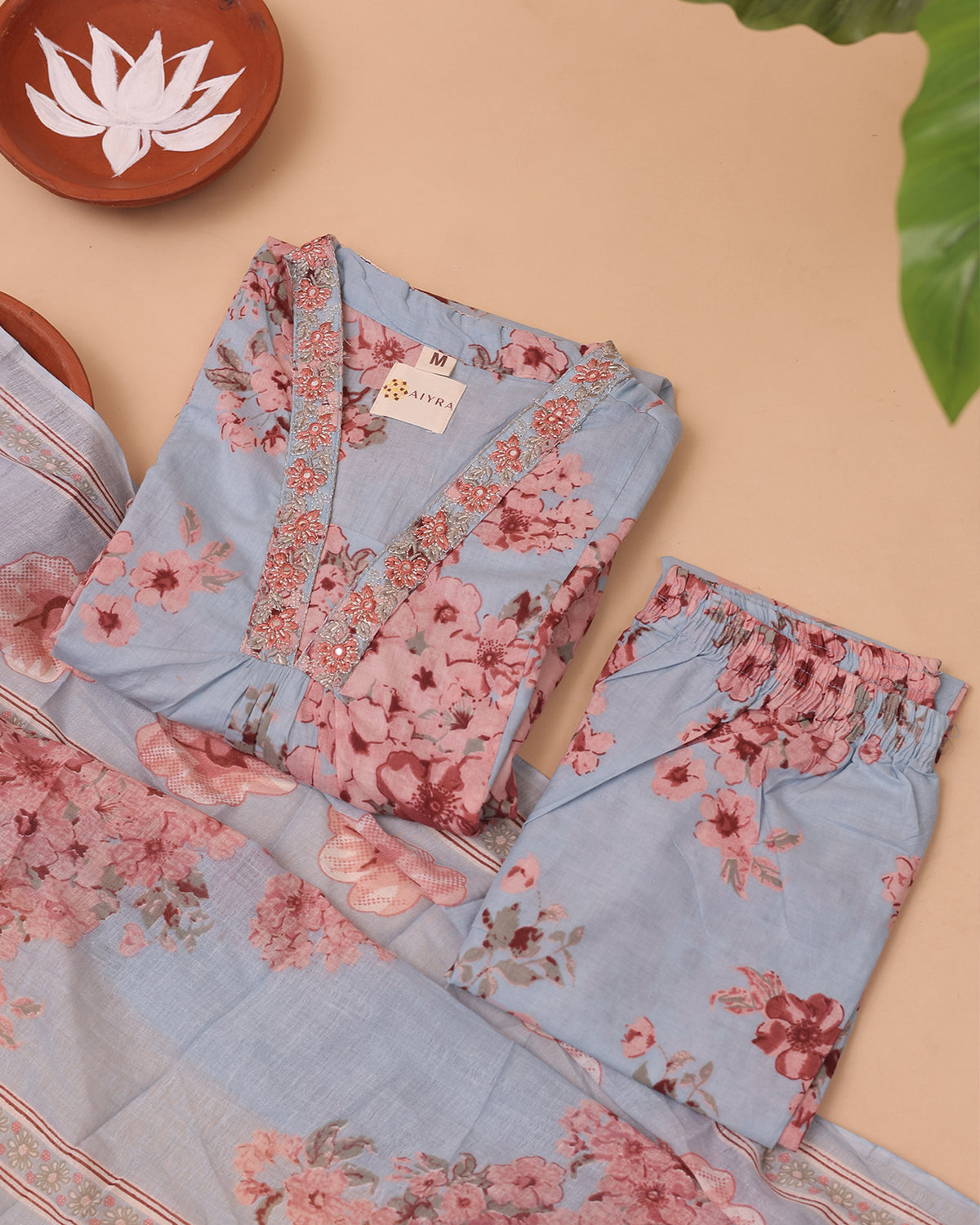 FLORAL COTTON SET BLUE