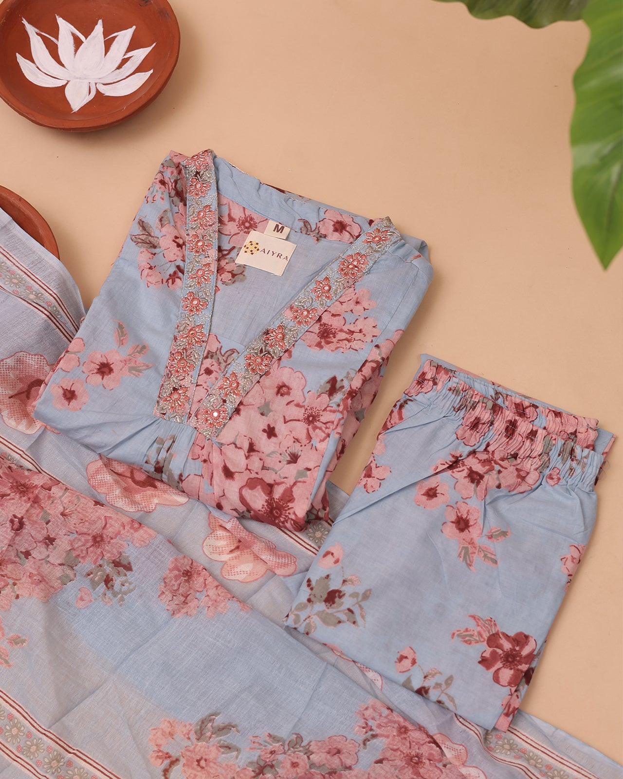FLORAL COTTON SET BLUE