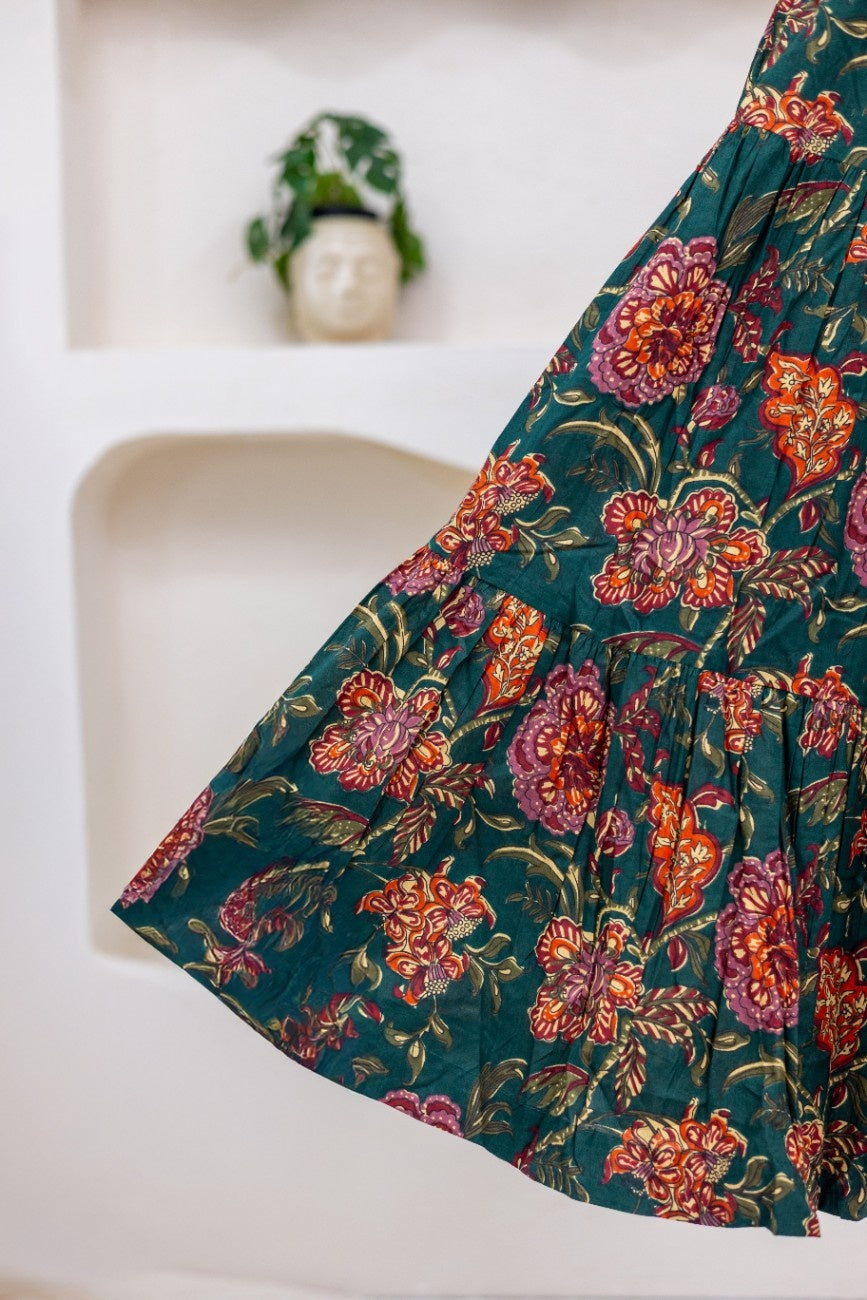 DEEP GREEN FLORAL DRESS