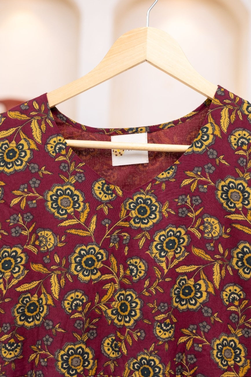 MAROON FLORAL DRESS