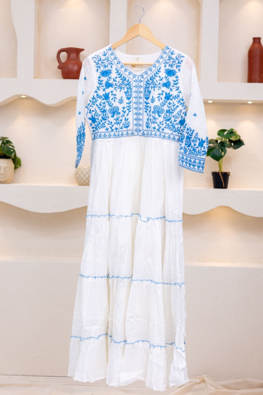 FLORAL BLU MUL COTTON DRESS