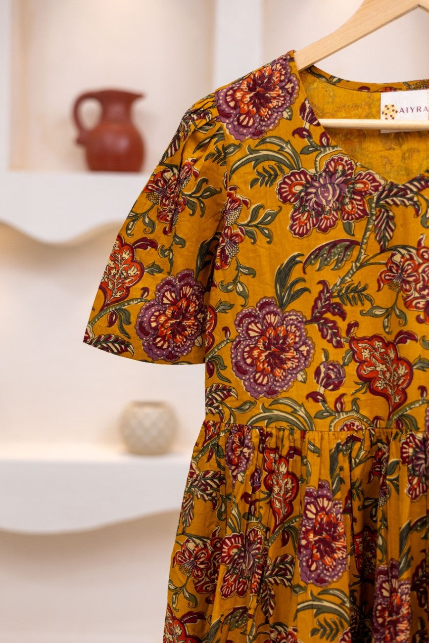 MUSTARD FLORAL DRESS