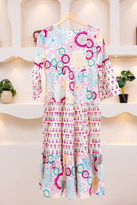FLORAL FAN SLEEVE DRESS