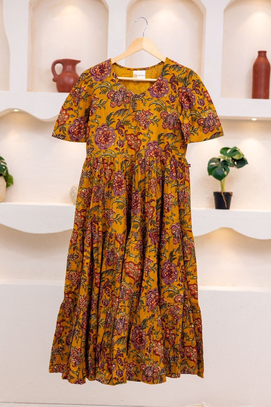 MUSTARD FLORAL DRESS