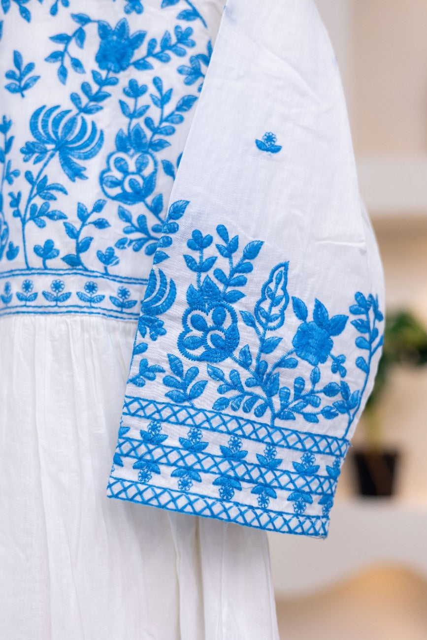 FLORAL BLU MUL COTTON DRESS