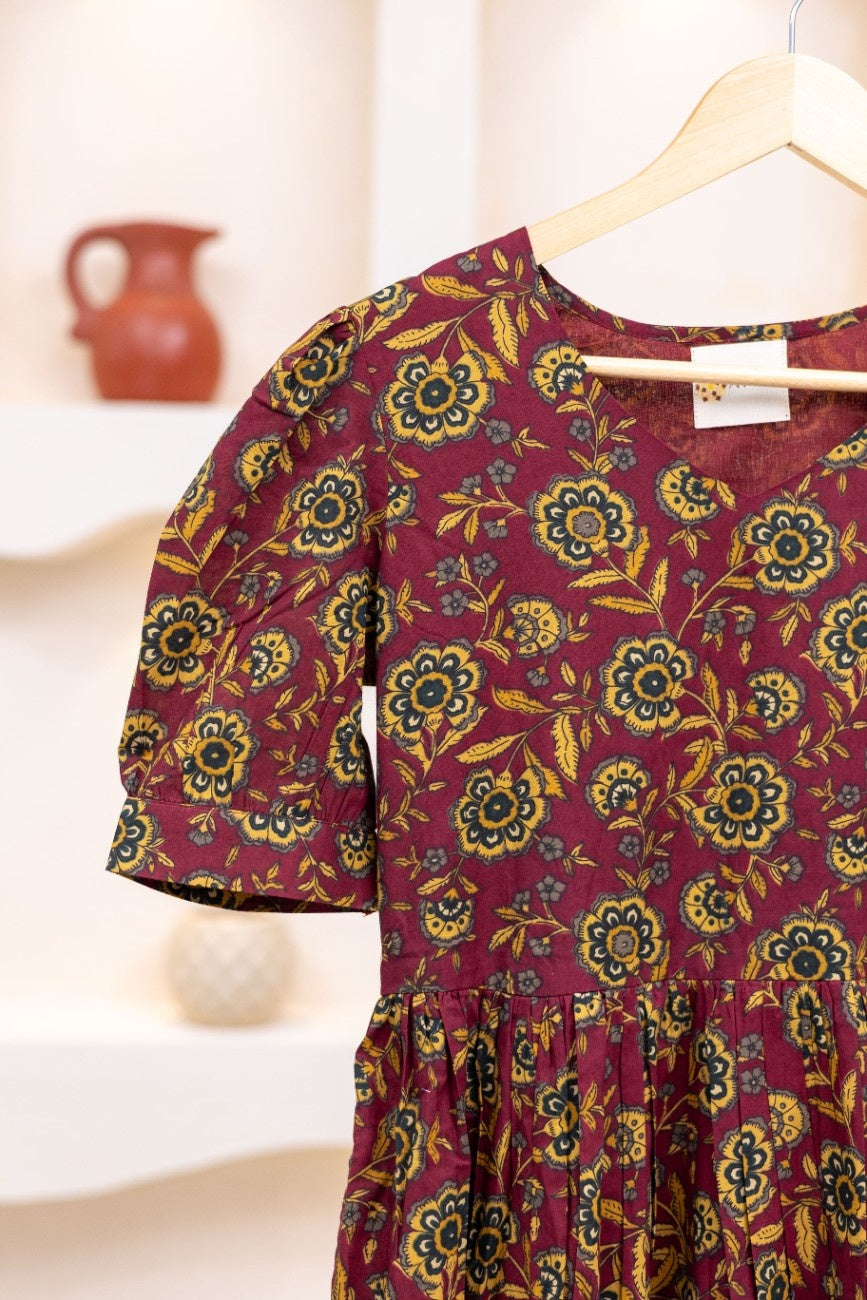 MAROON FLORAL DRESS