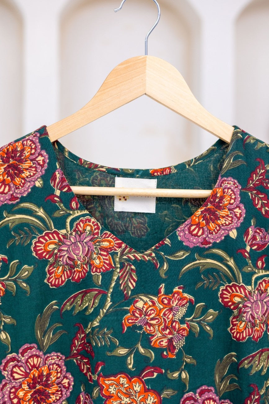 DEEP GREEN FLORAL DRESS