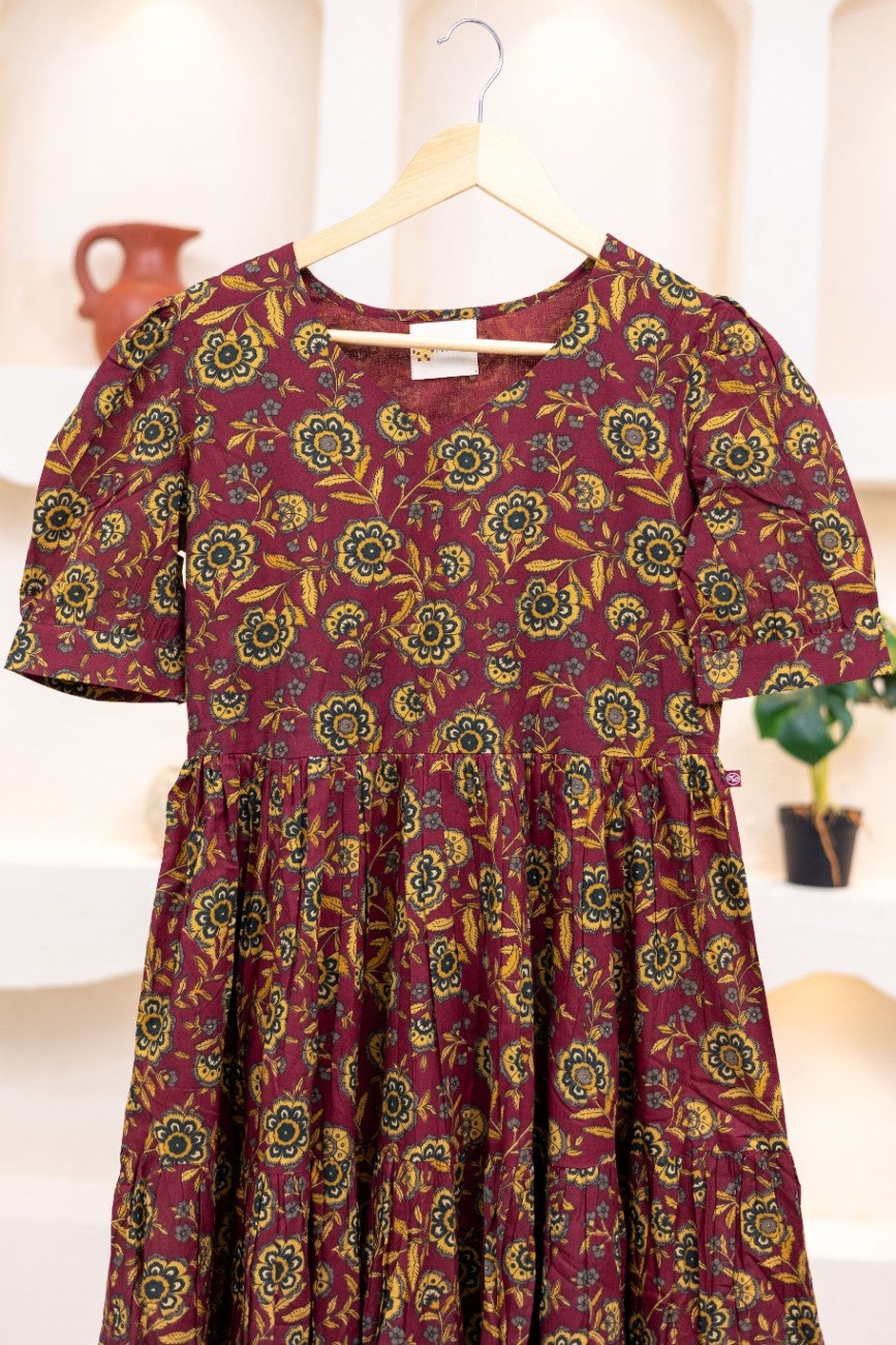 MAROON FLORAL DRESS