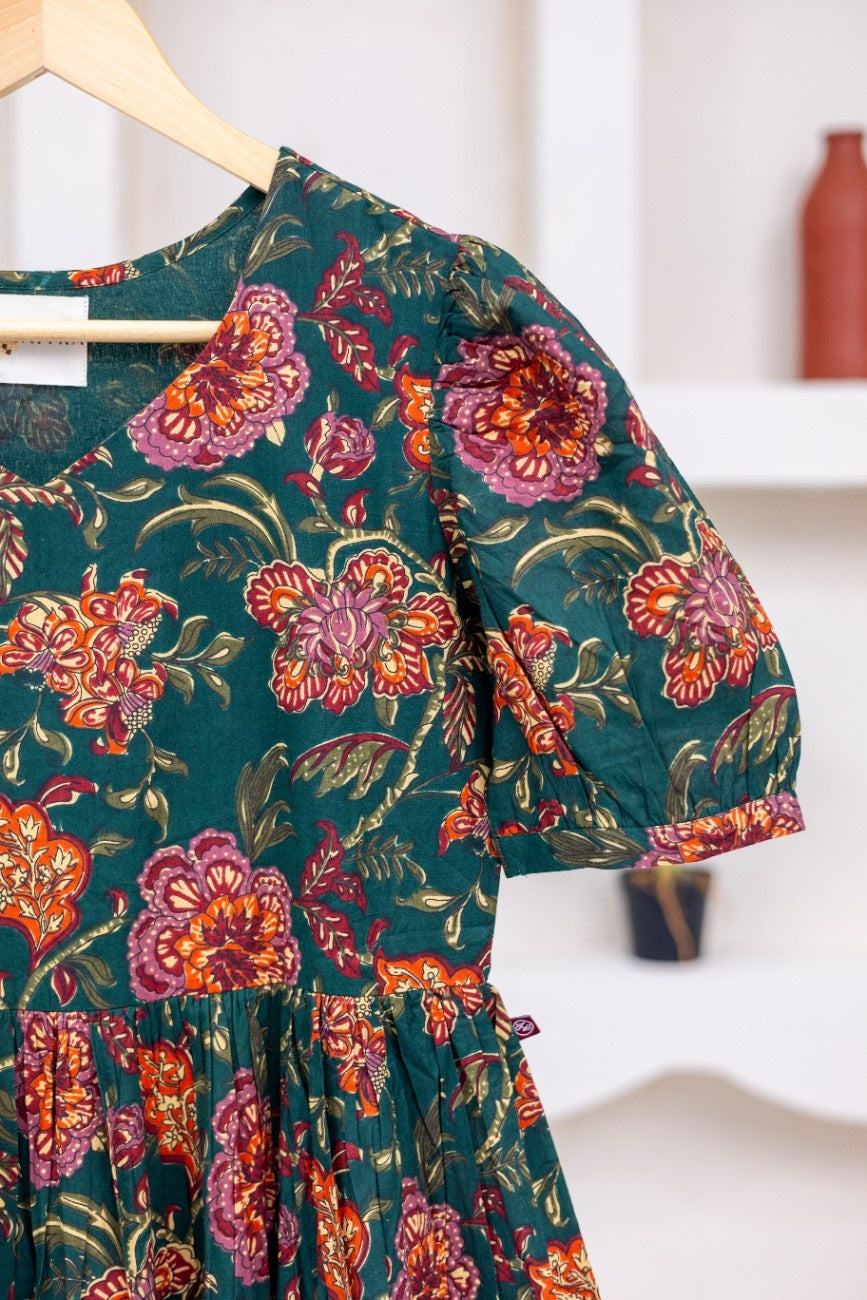 DEEP GREEN FLORAL DRESS