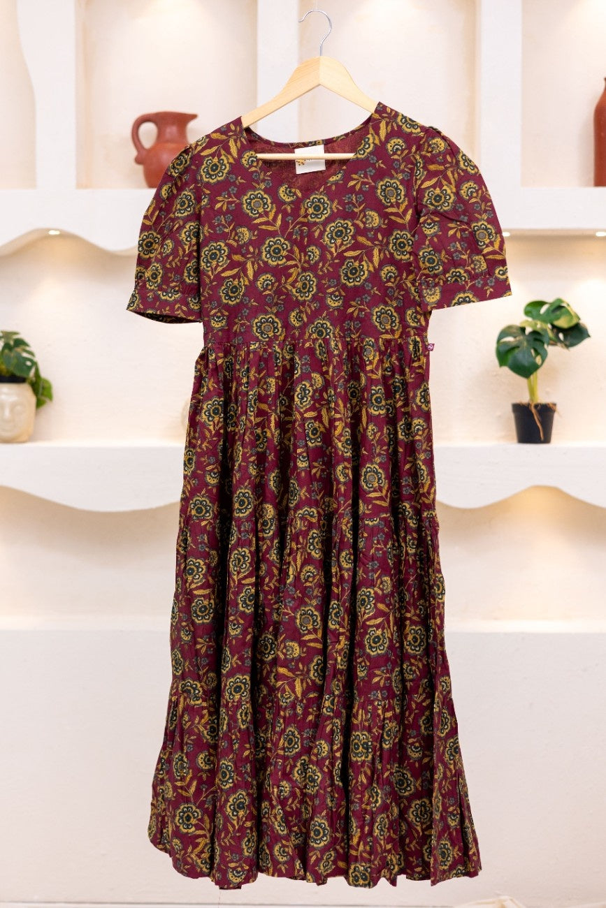 MAROON FLORAL DRESS