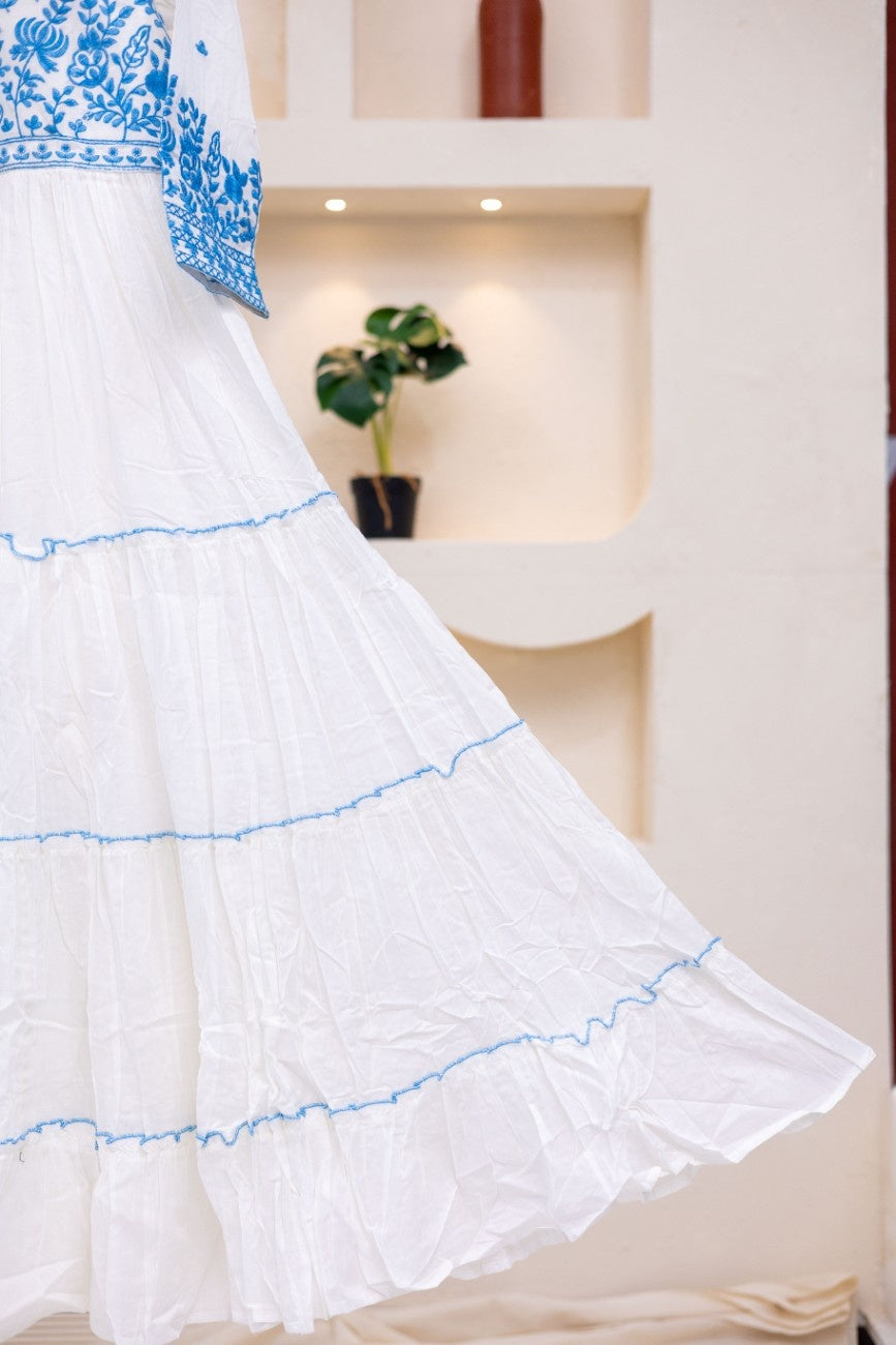 FLORAL BLU MUL COTTON DRESS