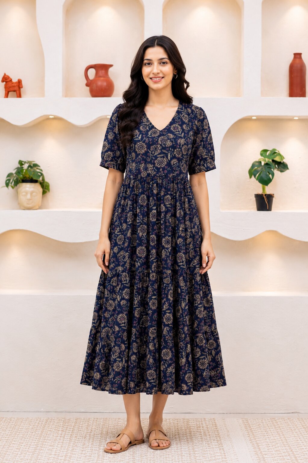 DEEP BLU FLORAL DRESS
