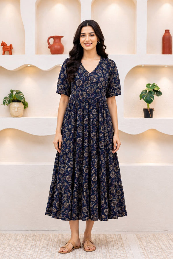 DEEP BLU FLORAL DRESS