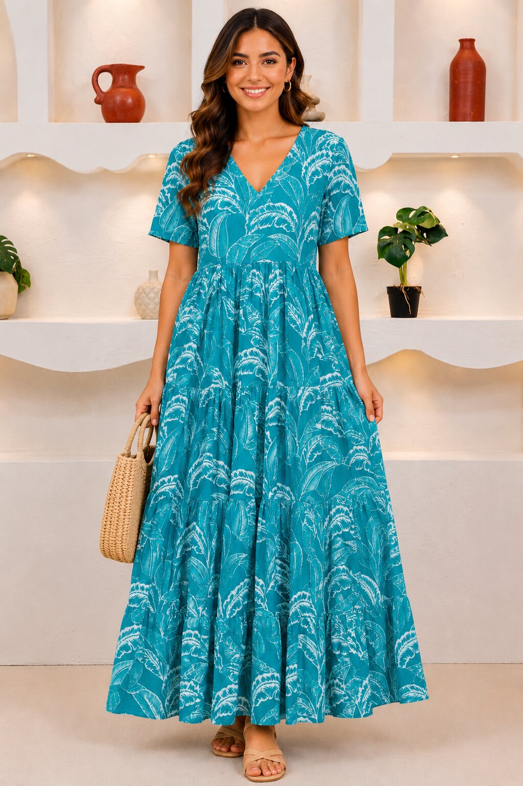 AQUA FLORAL DRESS