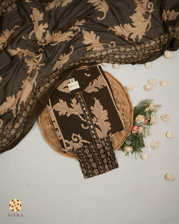 CHARCOAL BROWN FLORA SET