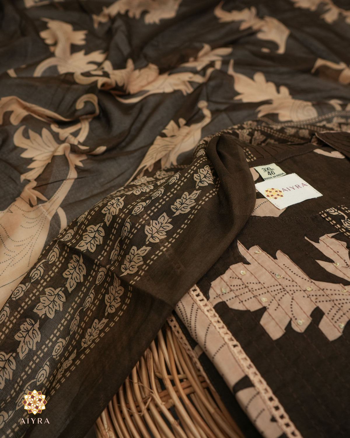 CHARCOAL BROWN FLORA SET