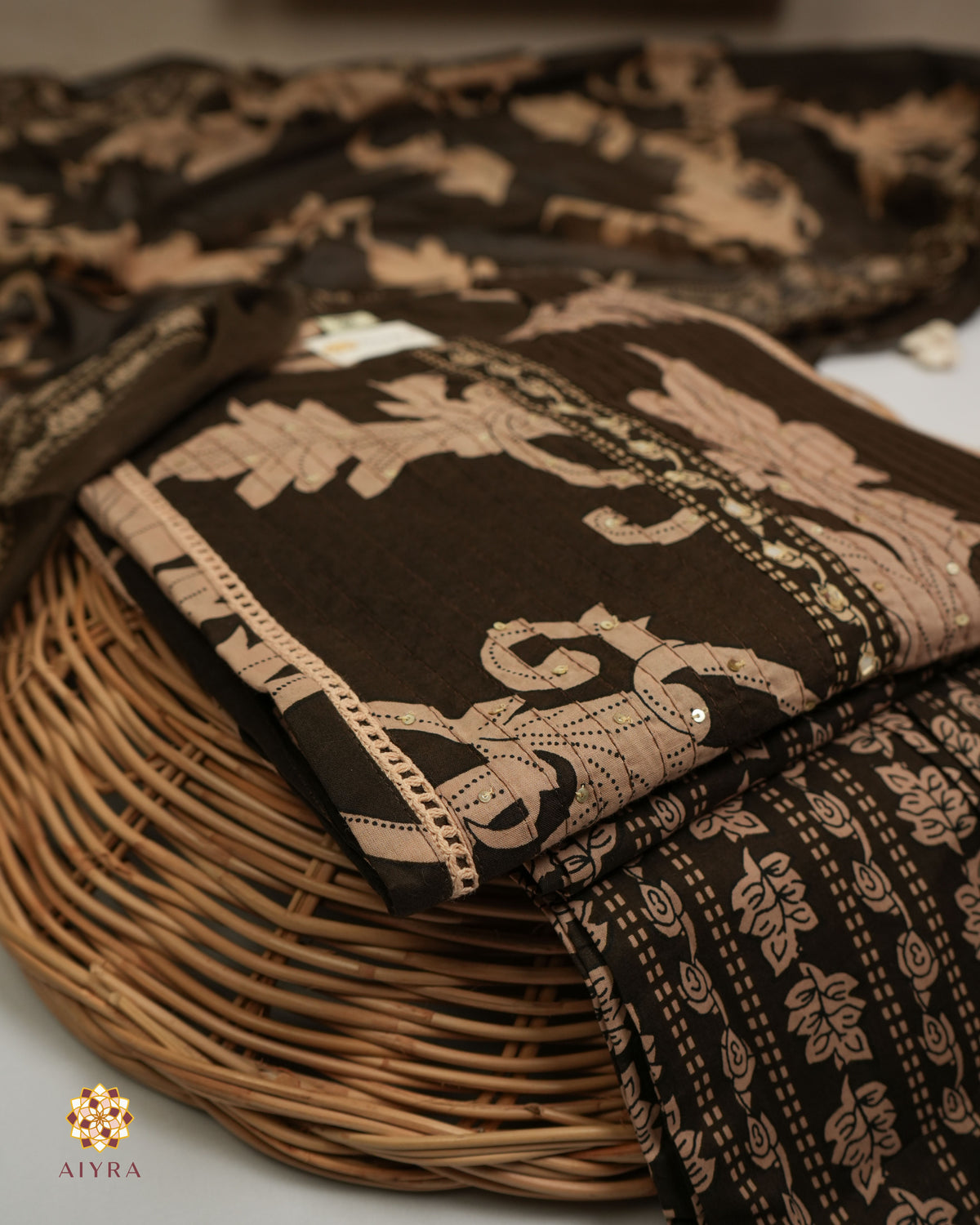 CHARCOAL BROWN FLORA SET