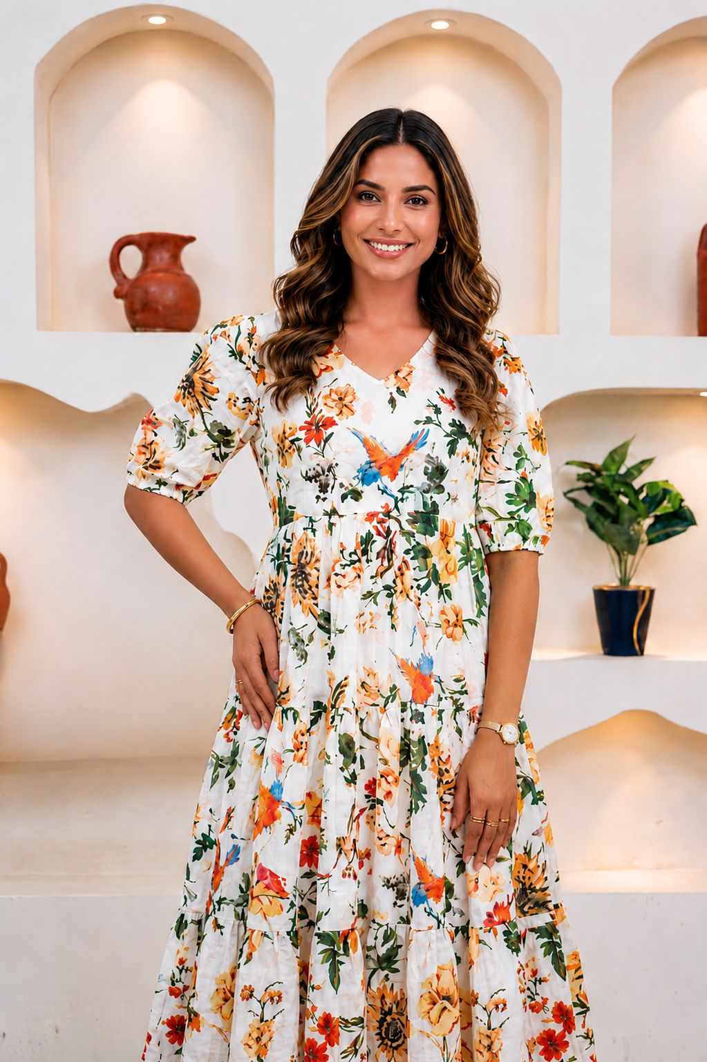 PEARL WHITE FLORAL DRESS